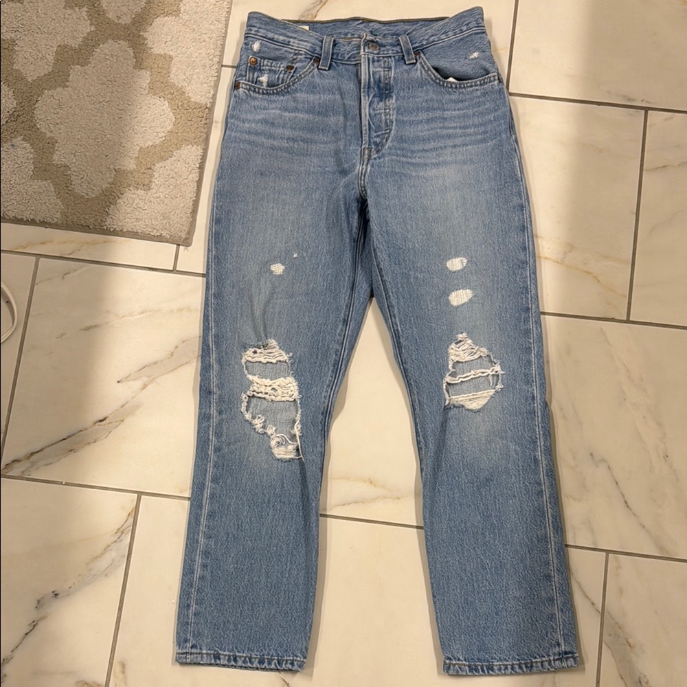 Women's Blue Distressed Jeans